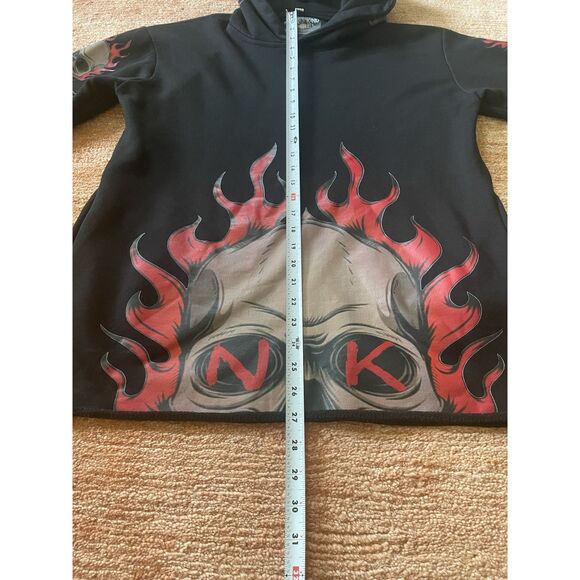 None Of Kind Black Flame Skull Graphic Hoodie M Streetwear - Picture 5 of 6